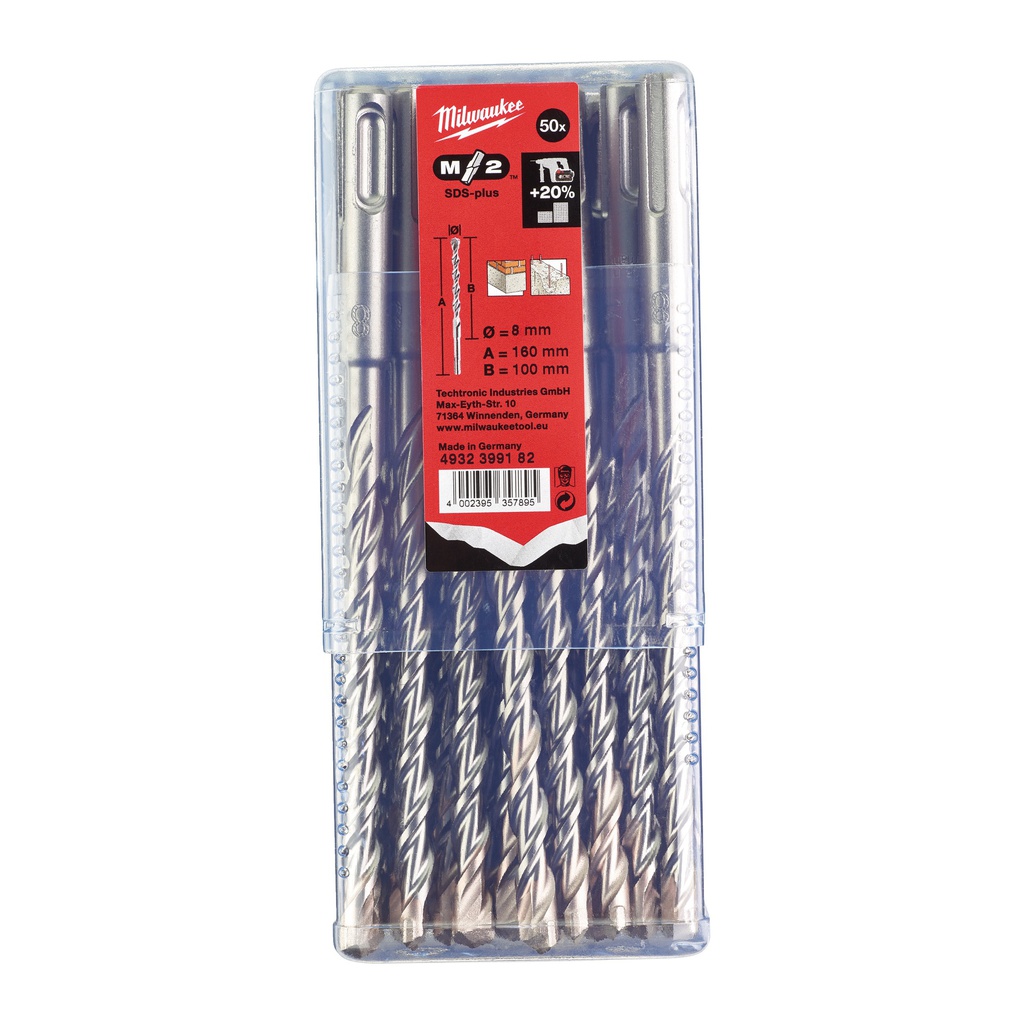 Wiertła_SDS-Plus,_2-ostrzowe_/_50_sztuk/op._Milwaukee_SDS-Plus_M2_8_x_160_-_50_pcs_1