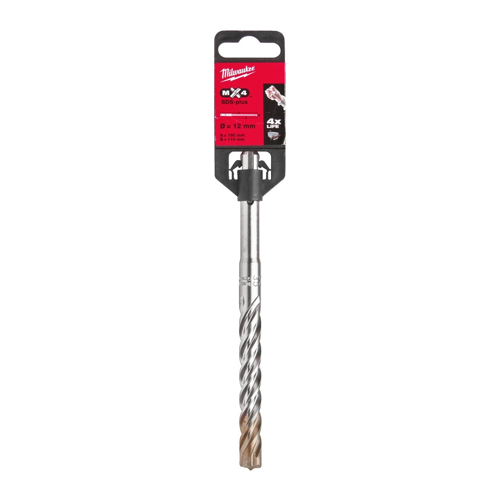 Wiertła SDS-Plus MX4, 4-ostrzowe  Milwaukee | SDS-Plus MX4 12 x 160 - 1 pc