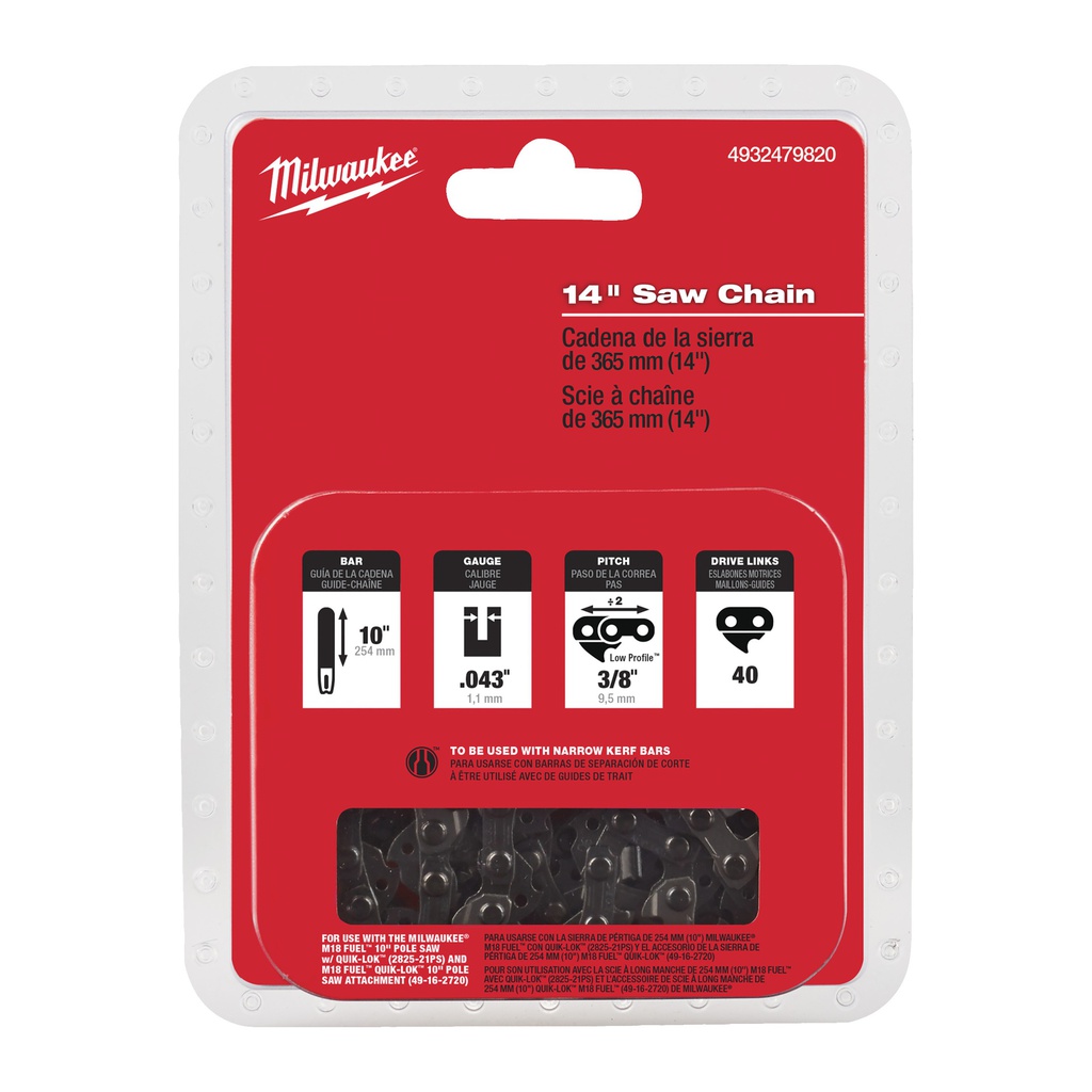 Łańcuch Milwaukee | Saw Chain Rear Handle 3/8LP x 356 x 1.1